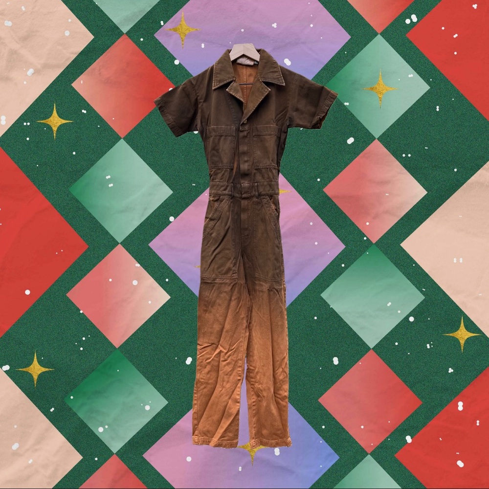 Big Bud Press Expresso Brown Ombré Short Sleeve Jumpsuit Size XXS